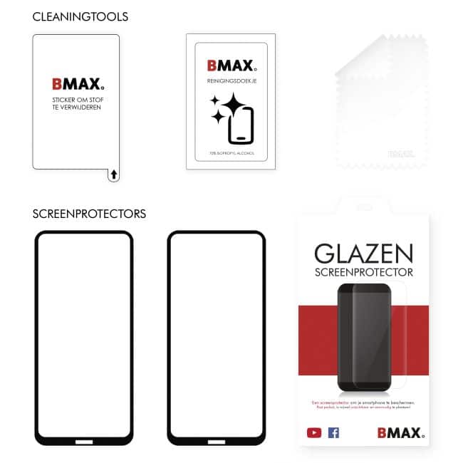Beschermglas verpakkingsinhoud voor de Nokia X20